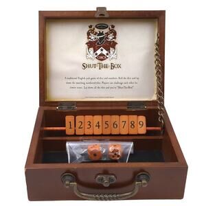 Front Porch Classic Shut the Box Board Game Set Wood Wooden Number Fun Games